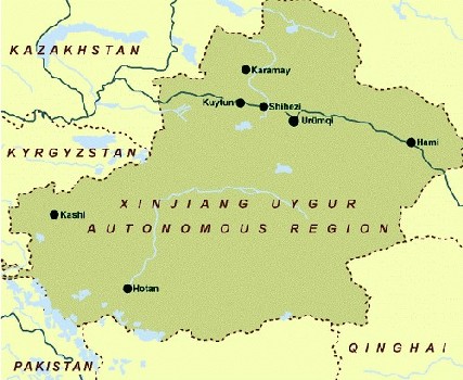 Map of Xinjiang Uygur autonomous region 350.jpg